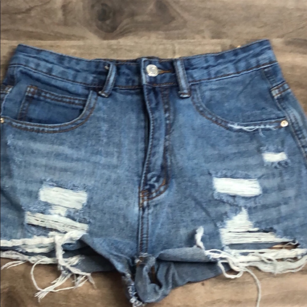 Blue denim shorts